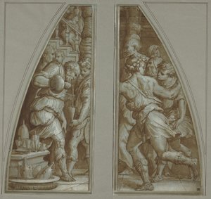 "Man met baard vult glas" en "Jeugd loopt".