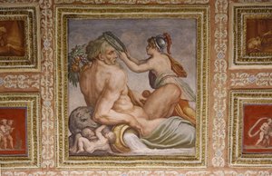 (detail) Ceres voedt Triptolemus, plafond van Altoviti, 1553 door Giorgio Vasari