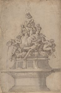 Ontwerp voor een fontein met riviergoden en nimfen