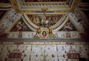 Detail van de kamer van Lorenzo il Magnifico die de slag bij Sarzana voorstelt (fresco) door Giorgio Vasari