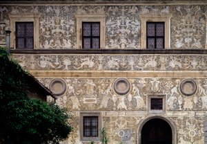Voorgevel van de Pinacoteca comunale (Palazzo Vitelli alla Cannoniera) door Giorgio Vasari