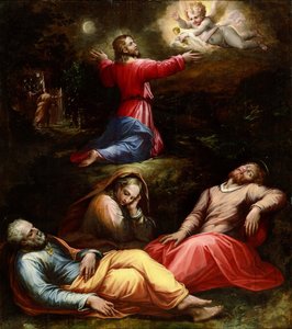 "Het gebed in de tuin van olijven" Schilderij van Giorgio Vasari, circa 1570, National Museum of Western Art, Tokyo, Japan