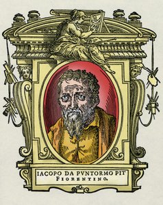 Portret van Jacopo (Iacopo) Carrucci genaamd il Pontormo (Pontormo) (1494-1556) Italiaanse schilder. Gravure van het werk Levens van de meest uitstekende schilders, beeldhouwers en architecten (Le Vite de