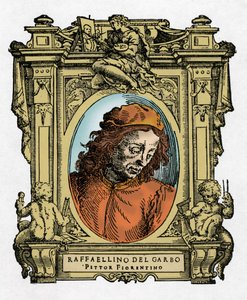 Portret van RAFFAELLINO DEL GARBO (Raffaellino de Carli) (1466-1525) Italiaanse schilder. Gravure uit 
