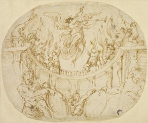 Studie voor Allegorie op twee wijken van Florence door Giorgio Vasari