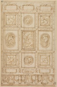 Studie voor een Plafonddecoratie, met Rebecca en Eliezer bij de Bron (recto); Studie voor een Plafonddecoratie (verso) door Giorgio Vasari
