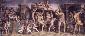 De smidse van Vulcanus, 1556-1557 door Giorgio Vasari