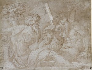 Drie riviergoden door Giorgio Vasari