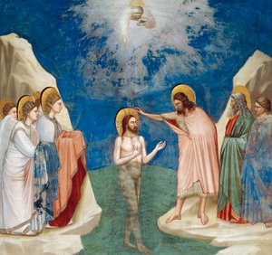 Doop van Christus, detail uit Leven en Lijden van Christus, door Giotto