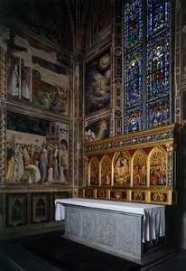 Baroncelli-kapel, Baroncelli-polyptiek boven het altaar, ca. 1328, door Giotto, tempera en goud op paneel, Basiliek van Santa Croce, Florence door Giotto (c.1266 1337)