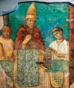 Bonifatius VIII kondigt Heilig Jaar aan, fresco door Giotto, Sint-Jan van Lateranen, Rome, Italië door Giotto (c.1266 1337)
