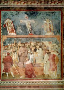 Leven van St. Franciscus van Assisi: De verificatie van de stigmata (St. Jerome onderzoekt stigmata) - Fresco door Giotto (c.1266 1337)
