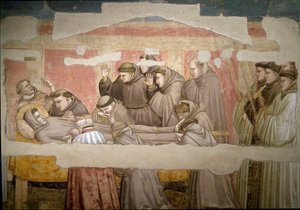 De begrafenis van Sint Franciscus van Assisi, detail. Stigma verificatie