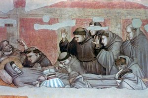 Dood van St. Franciscus en inspectie van de stigmata, ca. 1320 door Giotto di Bondone