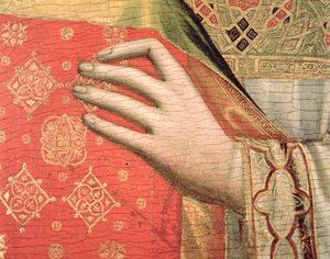 Hand van Sint Stefanus (tempera op paneel) (detail)