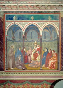 St. Franciscus preekt een preek tot paus Honorius III