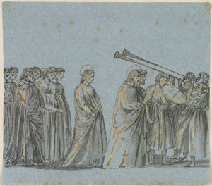 Huwelijksprocessie van Maria en Jozef door Giotto di Bondone