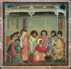 Christus wast de voeten van de discipelen, c.1305 (na restauratie) door Giotto di Bondone