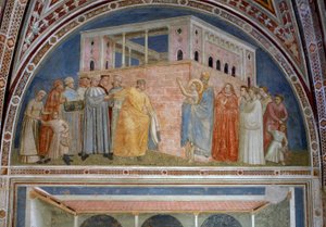 St. Franciscus doet afstand van zijn wereldse goederen, uit de Bardi-kapel, c.1320