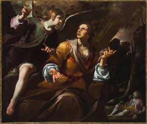 Hagar en de engel door Giovacchino Assereto