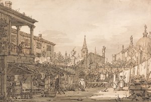 Capriccio van een Venetiaanse binnenplaats