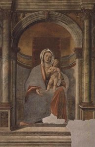 Madonna en Kind (fresco) door Giovanni Buonconsiglio
