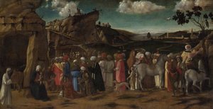 De Aanbidding der Koningen, c.1475-80 door Giovanni (workshop of) Bellini