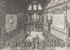 Audiëntie gegeven door paus Pius V aan Cosimo I, hertog van Toscane door Giovanni Ambrogio Brambilla