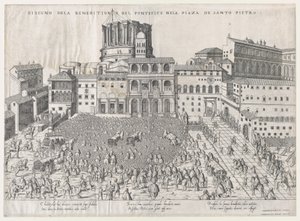 Speculum Romanae Magnificentiae: Pauselijke Zegen, laat 16e eeuw door Giovanni Ambrogio Brambilla