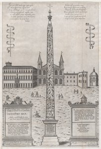 Speculum Romanae Magnificentiae: De Egyptische obelisk van Constantijn door Giovanni Ambrogio Brambilla