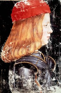 Portret van Maximilian Sforza (1490 - 1530) door Giovanni Ambrogio de Predis