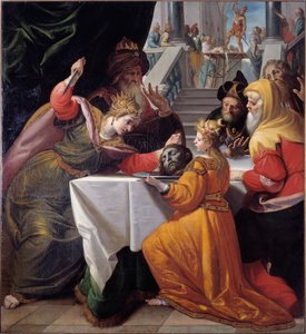 Salome met het hoofd van Johannes de Doper op een zilveren schaal door Giovanni Andrea Ansaldo