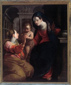 Het mystieke huwelijk van St. Catharina van Alexandrië door Giovanni Andrea Ansaldo