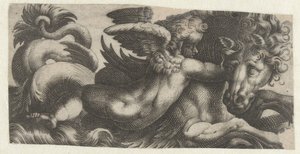 Zeepaard met een putto om zijn hals