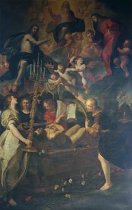 De dood van de rechtvaardige, door Giovanni Andrea De Ferrari (1598-1669)
