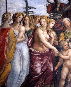 De Sala delle Nozze di Alessandro e Rossana detail van de dochters van Darius III (detail) door Giovanni Antonio Bazzi Sodoma