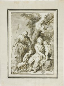 Heilige Familie en Sint Johannes de Doper door Giovanni Antonio Burrini