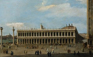 De bibliotheek en de Piazzetta, Venetië, vanaf het Dogenpaleis