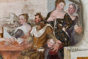 Kaartspel, Grote Zaal, ca. 1570 (fresco) door Giovanni Antonio Fasolo