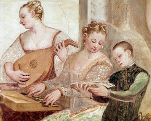 Het concert (detail) door Giovanni Antonio Fasolo