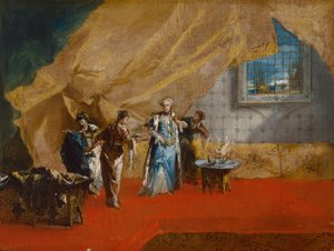 Een Sultana die Koffie Drinkt in de Harem door Giovanni Antonio Guardi