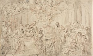 Salome met het hoofd van Johannes de Doper voor Herodes door Giovanni Antonio Pellegrini