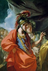 De clementie van Alexander de Grote (356-323 v.Chr.) voor de familie van Darius III (d.330 v.Chr.) (detail) door Giovanni Antonio Pellegrini