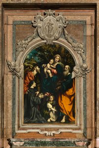 Altaar van Sint-Catharina, Madonna en Kind tussen Heiligen Philip en James en de schenker Giacomo Schizzi, Il Pordenone 1522