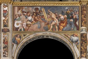 Centrale Aave, Tweede Zuidelijke Span, Jezus valt onder het Kruis, Il Pordenone door Giovanni Antonio Pordenone