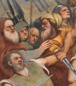 Centrale gang, Eerste overspanning Zuid, Christus aan het kruis genageld, Il Pordenone door Giovanni Antonio Pordenone