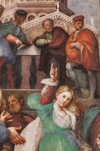 De discussie van St. Catharina met de filosofen (detail) door Giovanni Antonio Pordenone