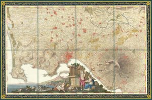 1793 kaart van de omgeving van Napels door Giovanni Antonio Rizzi-Zannoni