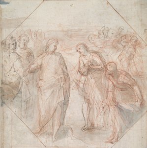 De Val van Simon Magus (recto); De Roeping van Jacobus en Johannes (of van Petrus en Andreas) (verso) door Giovanni Balducci