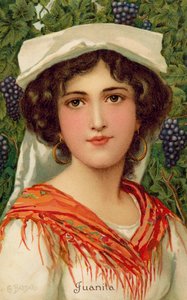 Portret van een vrouw met een druivenrank